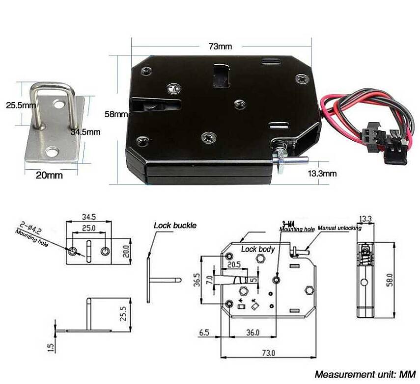 12V 2A Manyetik Selenoid Kilit - 3