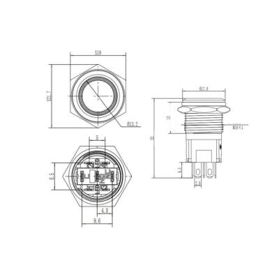 16A-P1Z-E Düz Anahtarlı Işıklı Metal Buton 16mm - Kırmızı - WDELE (1)