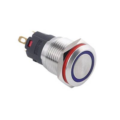 16A-P1Z-E Düz Anahtarlı Işıklı Metal Buton 16mm - Mavi - WDELE