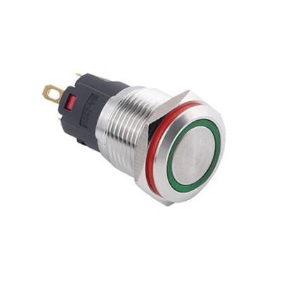 16A-P1Z-E Düz Anahtarlı Işıklı Metal Buton 16mm - Yeşil - 1 data-big=