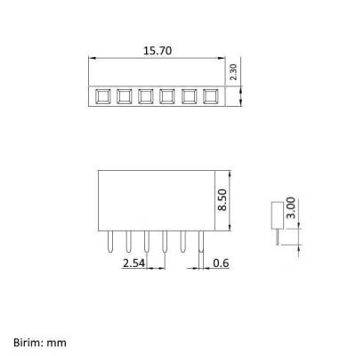 1x6 Pin Dişi Header - Mavi - Robolink (1)