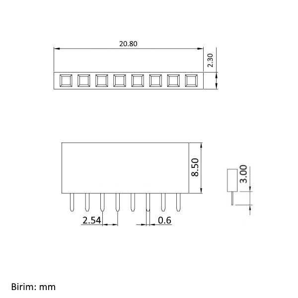 1x8 Pin Dişi Header - Kırmızı - 2