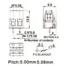 2 Pin 5.08mm Terminal Klemens - 2
