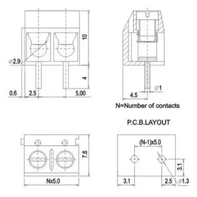 2 Pin 5mm Terminal Klemens - 2 data-big=