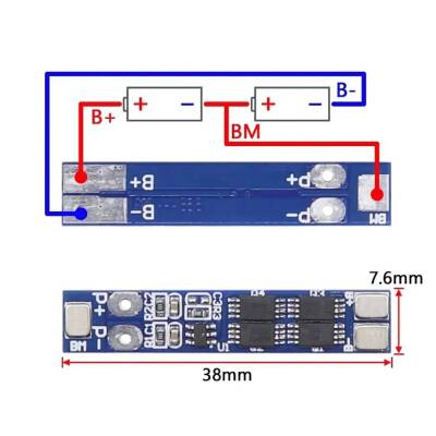 2S 8A BMS 18650 Lityum Pil Şarj Koruma Devresi - 3 data-big=