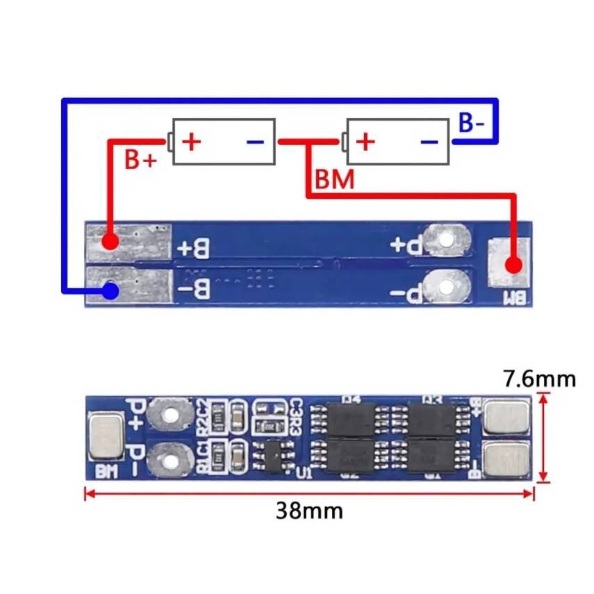 2S 8A BMS 18650 Lityum Pil Şarj Koruma Devresi - 3