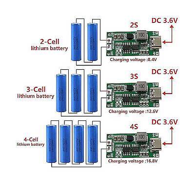 2S Li-ion ve LiPo Pil Şarj Modülü 8.4V 4A Type-C Girişli - 4 data-big=