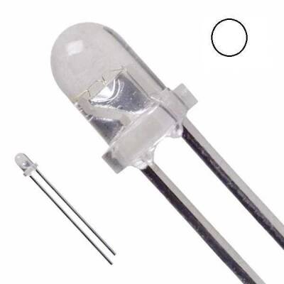 3mm Şeffaf Beyaz Led - 10 Adet - Robolink (1)