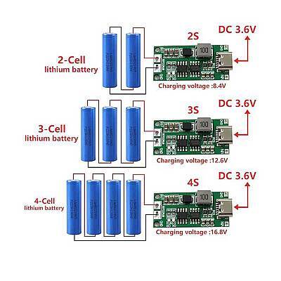 3S Li-ion ve LiPo Pil Şarj Modülü 12.6V 2A Type-C Girişli - 4 data-big=