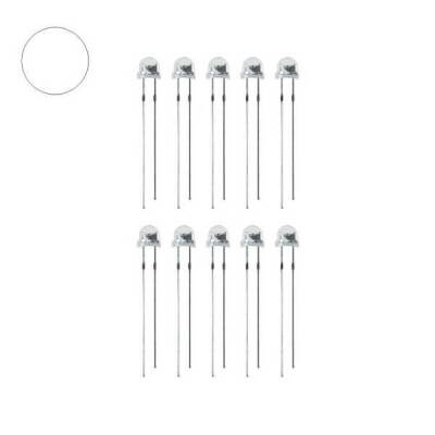 4.8mm Şeffaf Beyaz Mantar Led - 10 Adet 