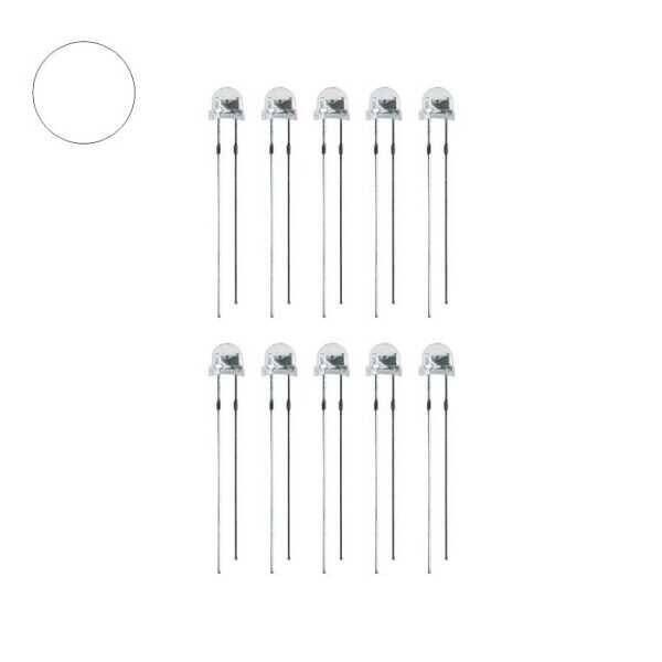 4.8mm Şeffaf Beyaz Mantar Led - 10 Adet - 1