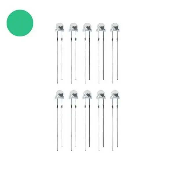 4.8mm Şeffaf Yeşil Mantar Led - 10 Adet - 1