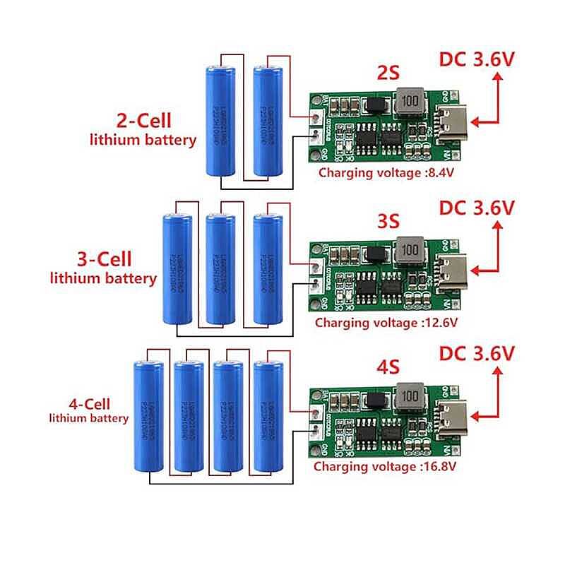 4S Li-ion ve LiPo Pil Şarj Modülü 16.8V 2A Type-C Girişli - 4