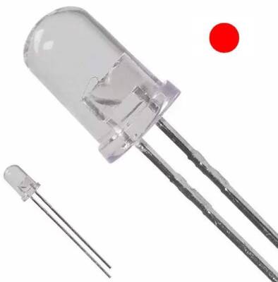 5mm Şeffaf Kırmızı Led - 10 Adet - Robolink (1)