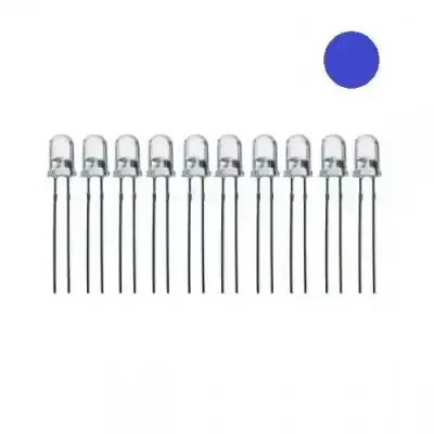 5mm Şeffaf Mavi Led - 10 Adet 
