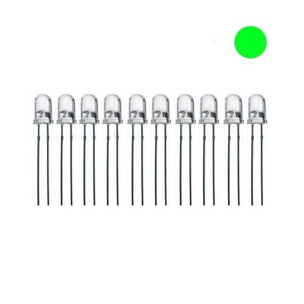 5mm Şeffaf Yeşil Led - 10 Adet - 1