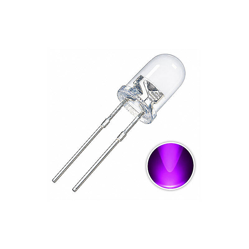 5mm UV Ultraviyole Mor LED 395-405nm - 10 Adet - 1