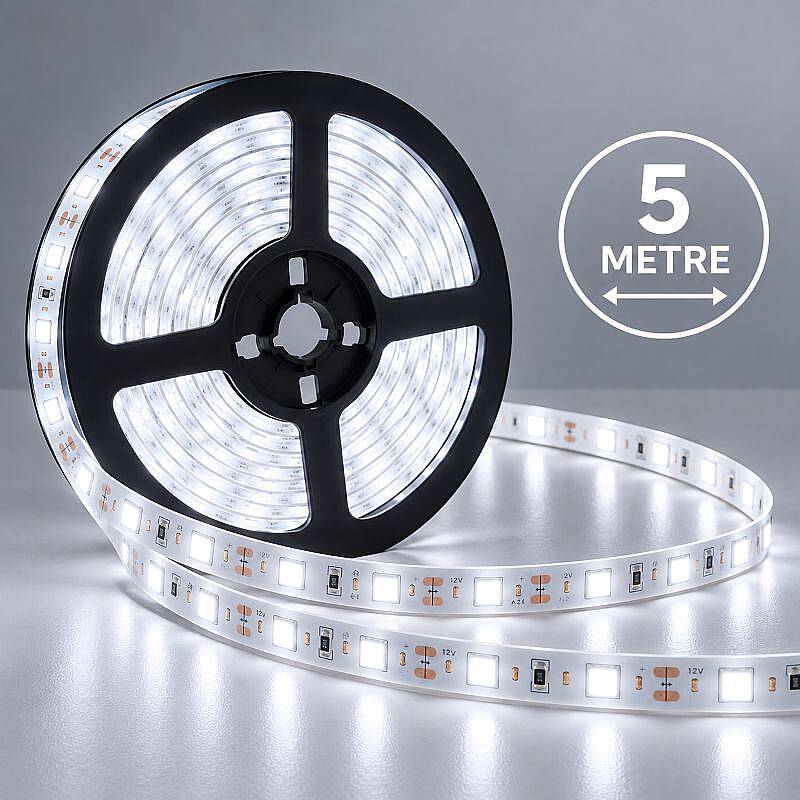 5V İç Mekan Şerit LED 5 Metre - Beyaz - 5mm - 60 LED - 1