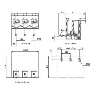 6 Pin 5.08mm Geçmeli Klemens-90 Derece-Erkek - Robolink (1)