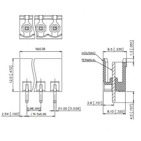 6 Pin 5.08mm Geçmeli Klemens-Erkek - 2