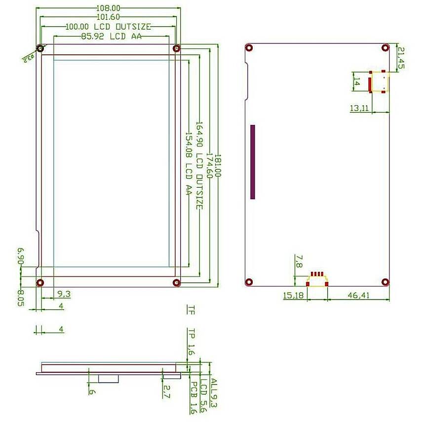 7.0 inch Nextion Intelligent Series HMI Resistive Dokunmatik Ekran NX8048P070-011R - 5