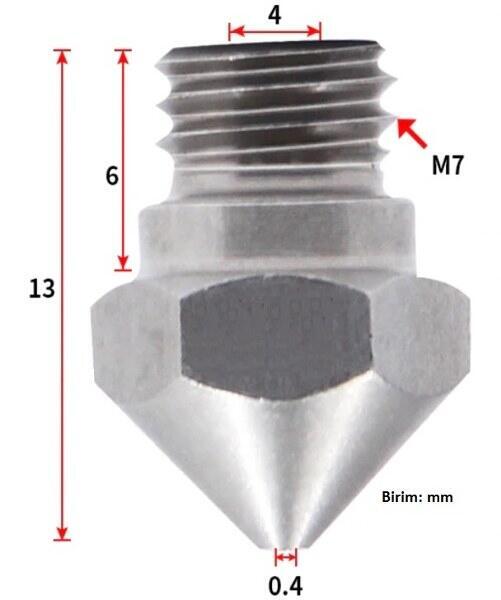 0.4mm Çelik Nozzle MK10-4mm-M7