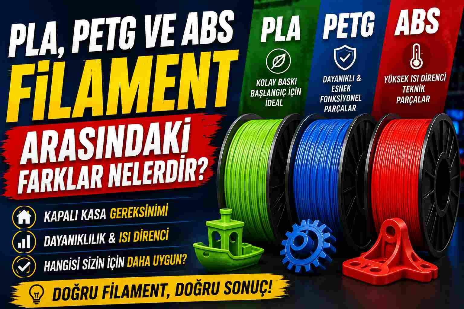 PLA, PETG ve ABS Filament Arasındaki Farklar Nelerdir?