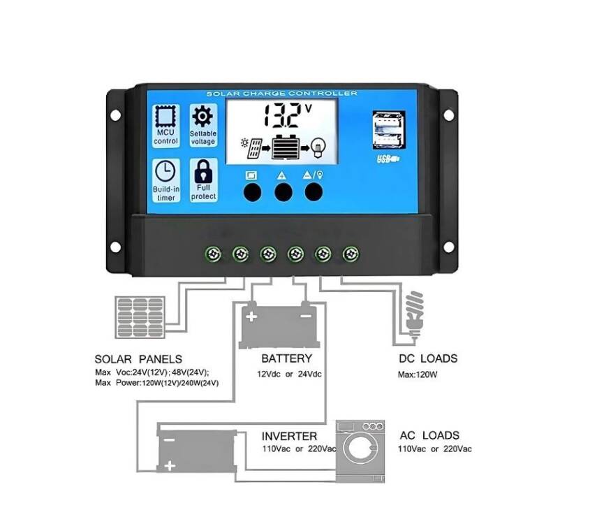 Akıllı Güneş Paneli Şarj Kontrol Cihazı Regülatörü - 30A - 3