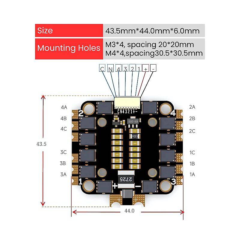 Aneeg FPV 45A 4in1 ESC 2-6S - 4 Kanallı Fırçasız Motor Sürücü - 5