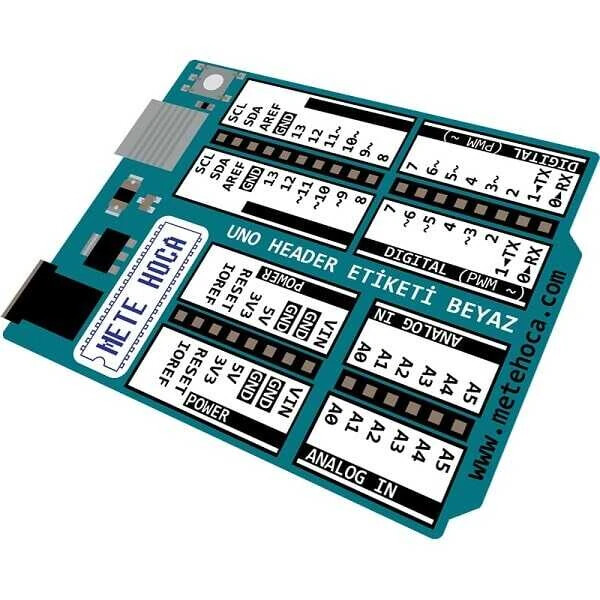 Arduino Uno Header Etiketi - Beyaz - Mete Hoca
