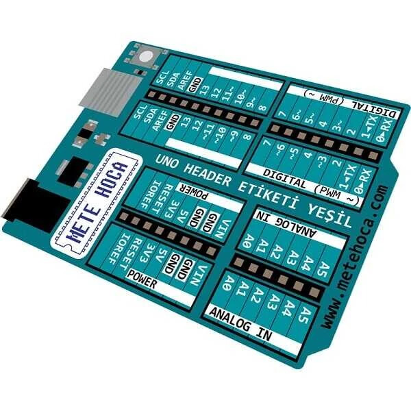 Arduino Uno Header Etiketi - Yeşil - Mete Hoca