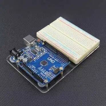 Arduino UNO R3-Breadboard Şeffaf Akrilik Pleksi - Robolink (1)