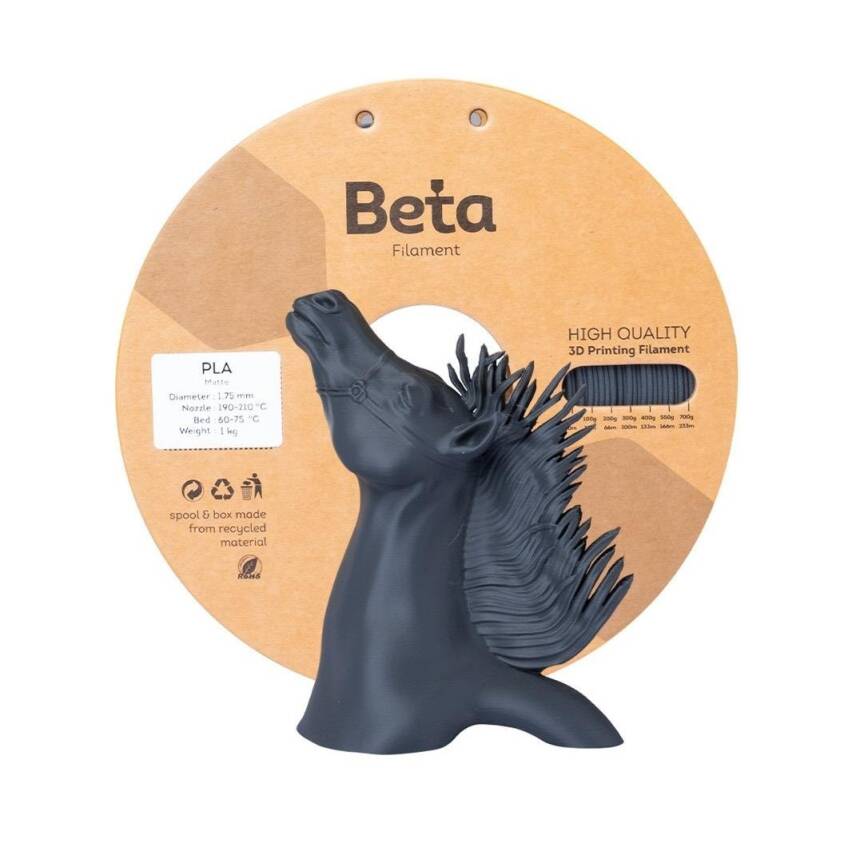 Beta PLA Matte Filament Ash Grey 1.75mm 1000gr - 2