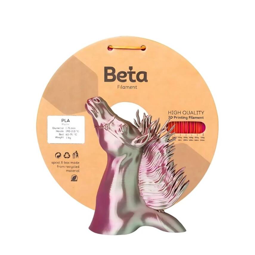 Beta PLA Silk Altın-Yeşil-Fuşya Filament 1.75mm 1000gr - 1
