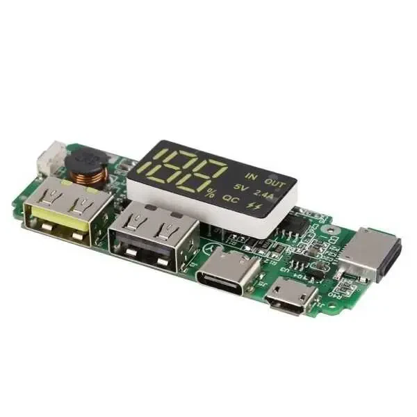 Çift USB 5V 2.4A Ledli Micro Type-C Powerbank Modülü - Robolink