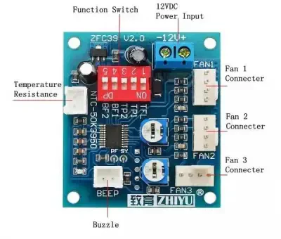 CPU Fan Hız Kontrol Modülü - Yüksek Sıcaklık Alarmı - 6 data-big=