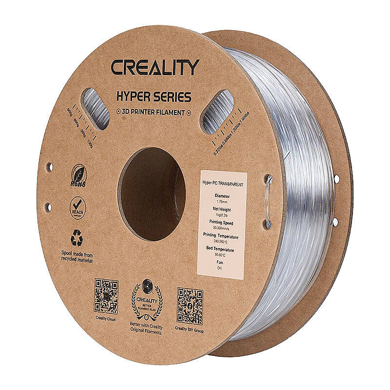 Creality Hyper PC Transparan Filament 1.75mm 1000gr - Yüksek Isı ve Darbe Dayanımlı - 3