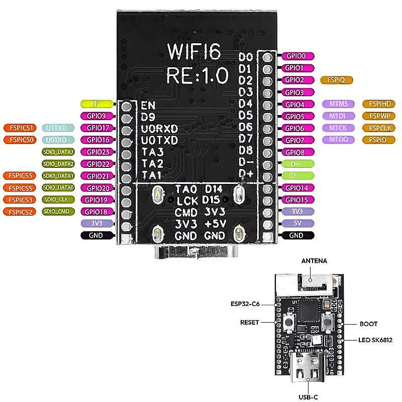 ESP32-C6 N4 WiFi Bluetooth Kartı - 3