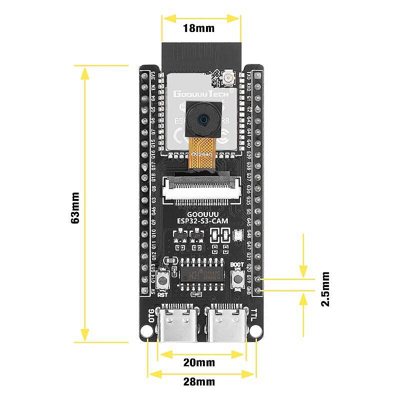 ESP32-S3 N16R8 OV2640 Kameralı Geliştirme Kartı - 3