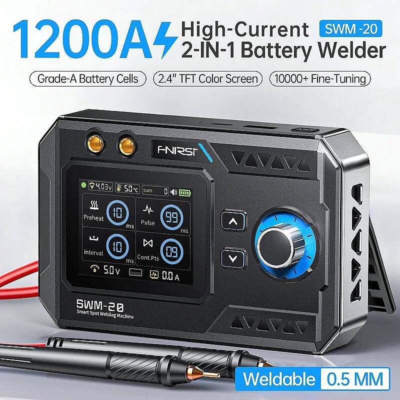 FNIRSI SWM-20 1200A Çift Darbeli Şarjlı Punta Kaynak Makinesi - 5000mAh Powerbank - 2