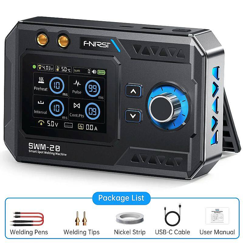 FNIRSI SWM-20 1200A Çift Darbeli Şarjlı Punta Kaynak Makinesi - 5000mAh Powerbank - 4