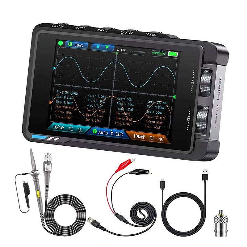 FNIRSI DS215H 2’si 1 Arada 50MHz Çift Kanal Dijital Osiloskop ve DDS Sinyal Jeneratörü - 1
