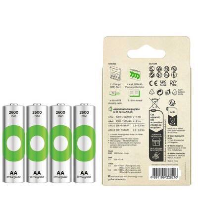 4adet AA 2600mAh Pil ve Şarj Cihazı GP-B441/270HCER21-2GTLB4 - GP (1)