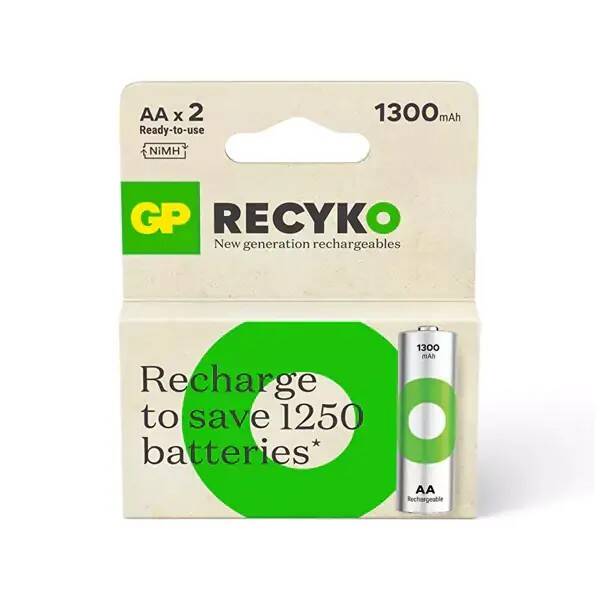 GP Recyko 1300mAh AA Şarj Edilebilir Kalem Pil 2'li - 1