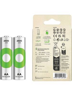 GPE221/270HCER21-2GTLB2 AA 2600 mah Pilli Şarj Cihazı 2 Adet - 3 data-big=