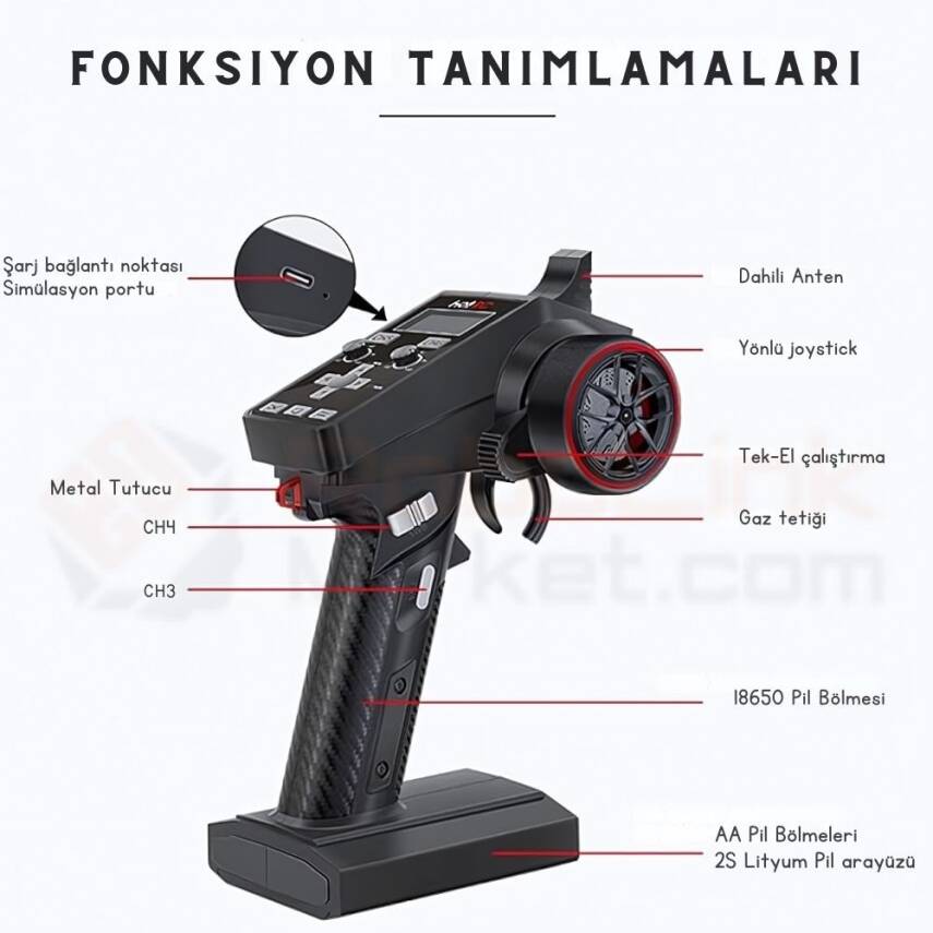 HotRC CT-6A 2.4Ghz 6 Kanal Kumanda ve Alıcı Seti - 3