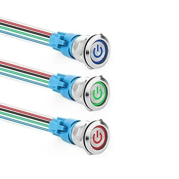 Işıklı Metal Buton Soketi - 12mm - 3