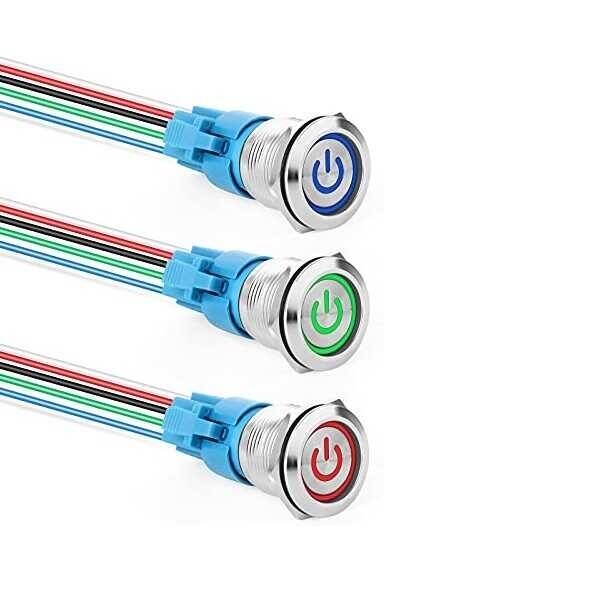 Işıklı Metal Buton Soketi - 19mm - 3