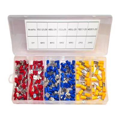 İzoleli Faston Tip Dişi Erkek Kablo Ucu Seti - 200 Parça - 1 data-big=