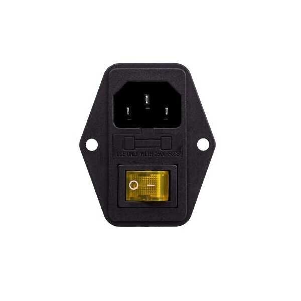 Kulaklı Erkek Power Soketi - Sarı Işıklı Anahtarlı - 1